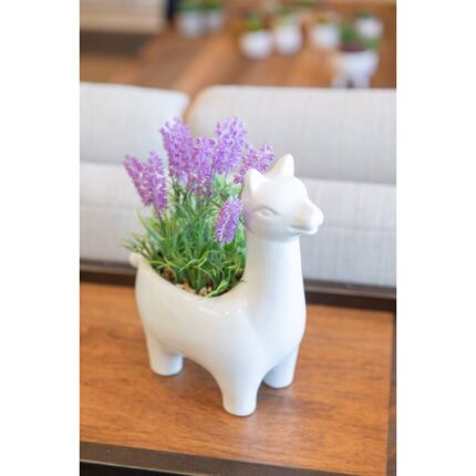 7.5” Faux Lavender Plant in Porcelain Pot - Chic Decora