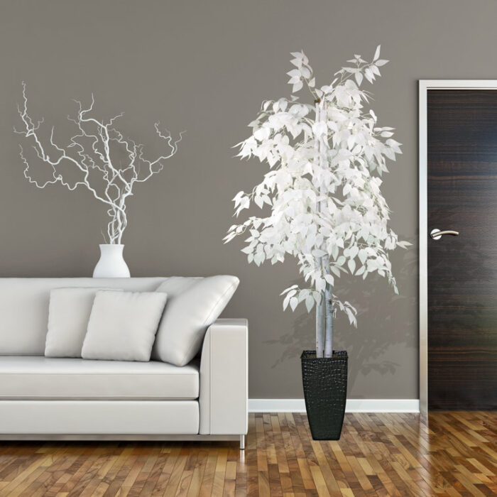 72” Faux Ficus Plant in Metal Pot - Chic Decora