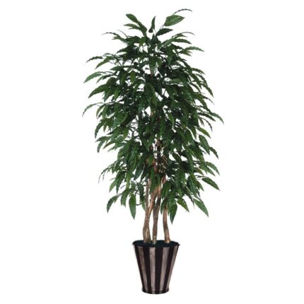 72” Faux Ficus Plant in Wicker/Rattan Pot - Chic Decora