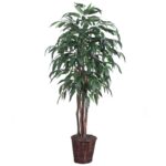 72” Faux Ficus Plant in Wicker/Rattan Pot - Chic Decora