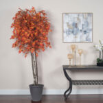 72” Faux Maple Plant in Basket - Chic Decora