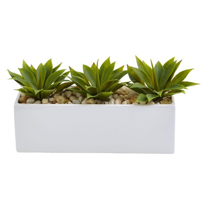 7” Faux Agave Plant in Ceramic Planter - Chic Decora