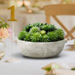 7” Faux Succulent Plant in Stone Pot - Chic Decora