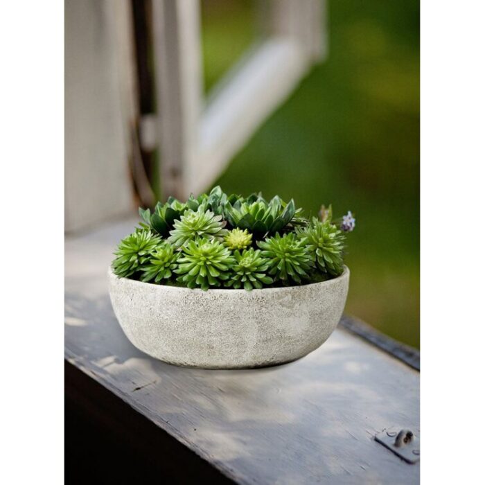 7” Faux Succulent Plant in Stone Pot - Chic Decora