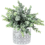 8.07” Faux Eucalyptus Plant in Cement Pot - Chic Decora