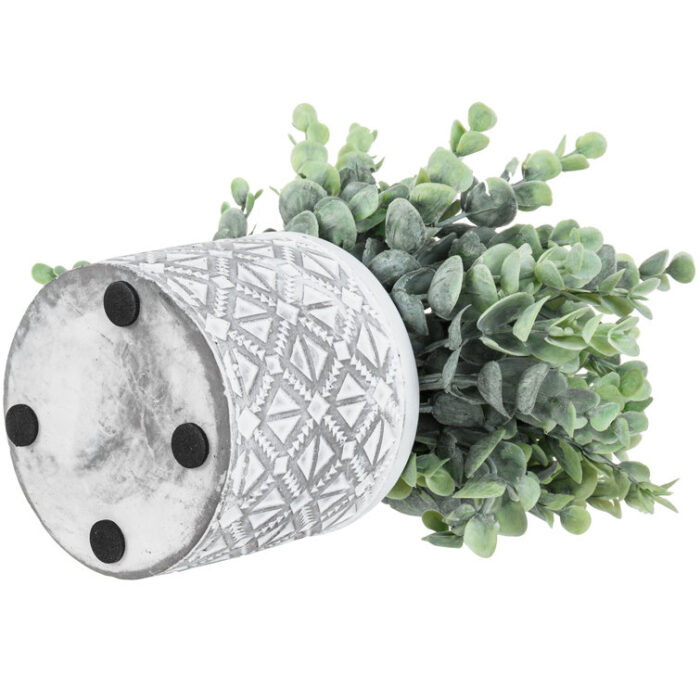 8.07” Faux Eucalyptus Plant in Cement Pot - Chic Decora