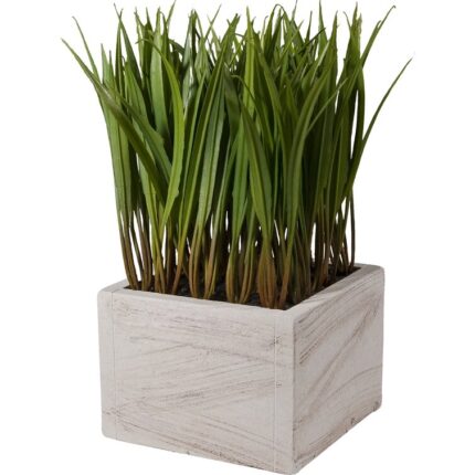 8.5” Faux Foliage Grass in Ceramic Pot - Chic Decora