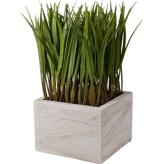 8.5” Faux Foliage Grass in Ceramic Pot - Chic Decora