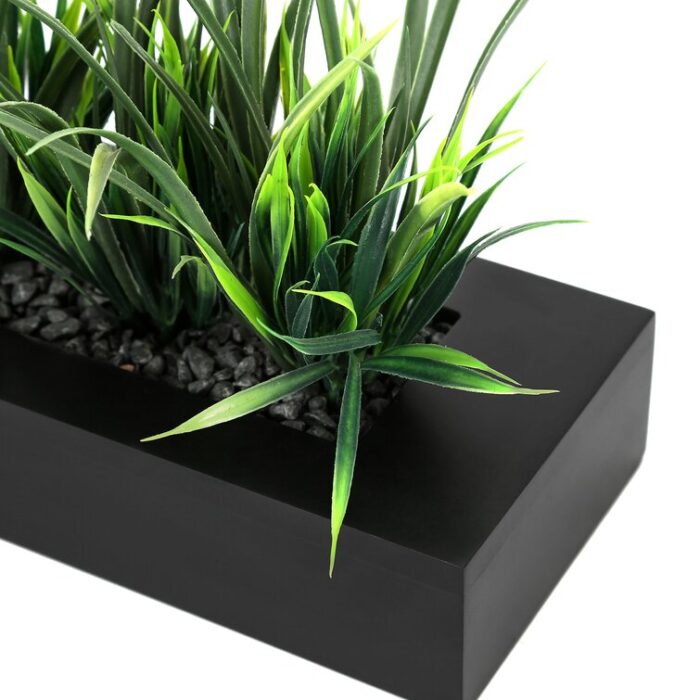 9.05” Faux Onion Grass Plant in Wood Planter - Chic Decora