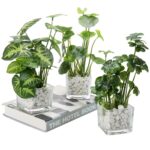 9.44” Faux Foliage Plant in Glass Vase - Chic Decora