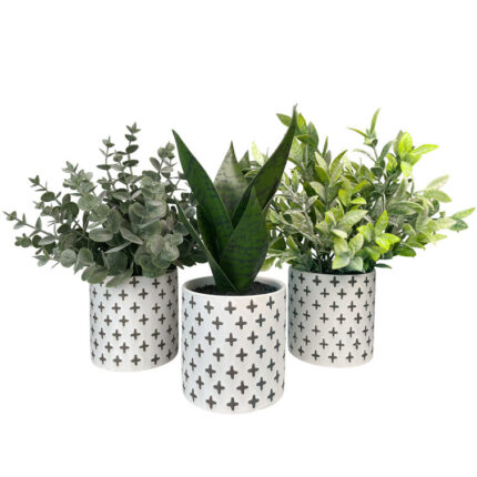 9.84” Faux Artificial Plants Plant in Ceramic Pot - Chic Decora