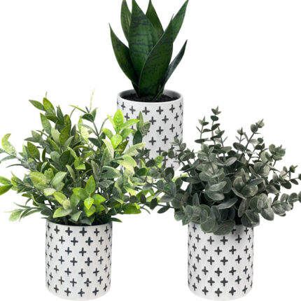 9.84” Faux Artificial Plants Plant in Ceramic Pot - Chic Decora