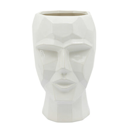 9″L 7.75″W 12.5″H Hand-made Ceramic Face Watertight Vase for Tabletop, Coffee Table, or Stand in YourLiving Room, Bedroom, or Office - Chic Decora