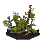 9” Faux Succulent Plant in Ceramic Pot - Chic Decora