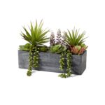 9” Succulent Plant in Stone Planter - Chic Decora