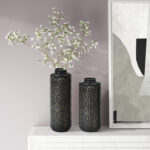 Adalheid Black/Gold Metal Table Vase - Chic Decora