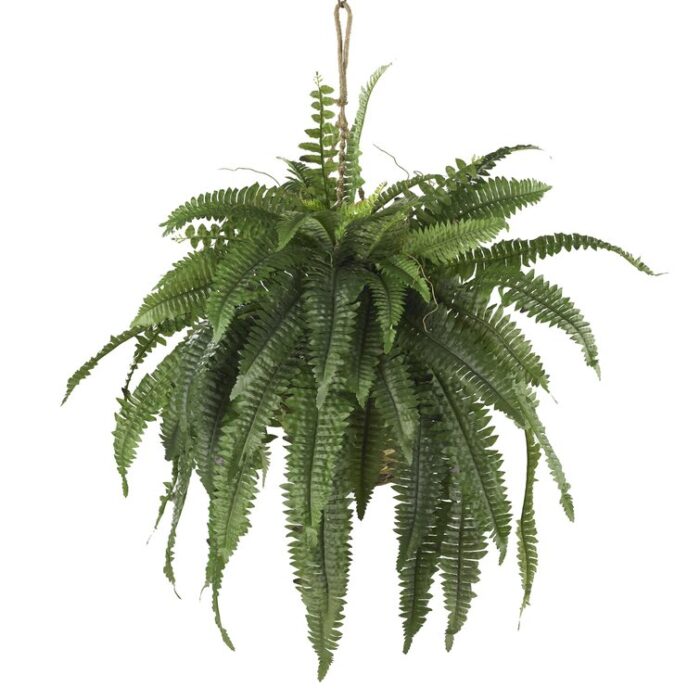 Adamo 22” Faux Fern Plant in Wood Basket - Chic Decora