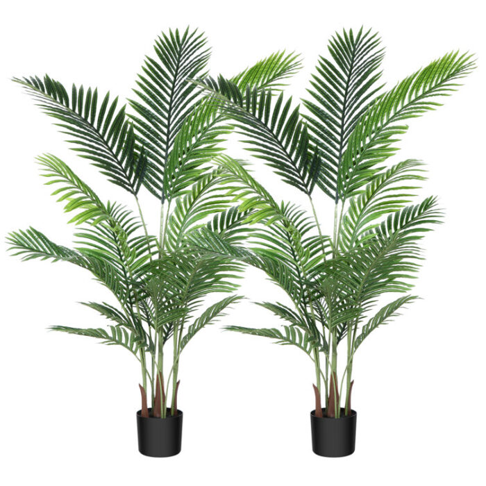 Adcock 2 – Piece Artificial Palm Tree in Pot Set, Faux Plant, Fake Tree for Home Decor - Chic Decora