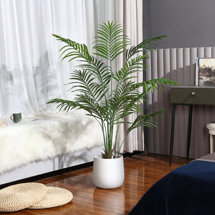 Adcock 2 Artificial Palm in Pot Set, Faux Green Palm Plant, Fake Palm Tree for Home Decor - Chic Decora