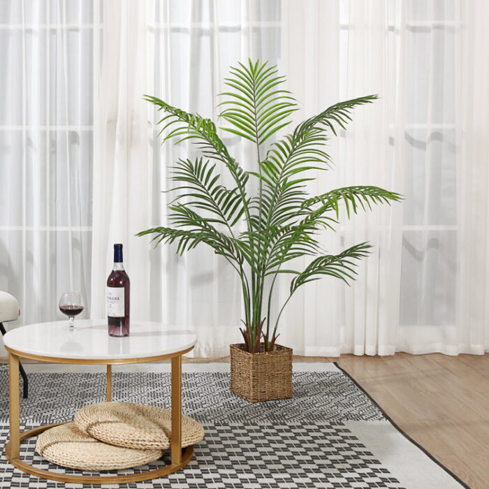 Adcock 2 Artificial Palm in Pot Set, Faux Green Palm Plant, Fake Palm Tree for Home Decor - Chic Decora