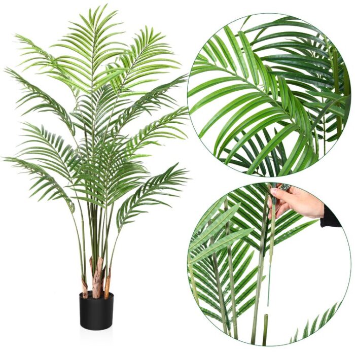 Adcock 2 Artificial Palm in Pot Set, Faux Green Palm Plant, Fake Palm Tree for Home Decor - Chic Decora