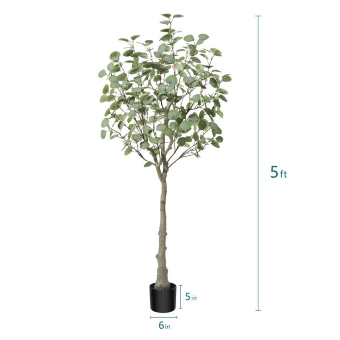 Adcock Artificial Eucalyptus Tree Fake Silver Dollar Leaves Eucalyptus Plants Faux Silk Eucalyptus tree - Chic Decora