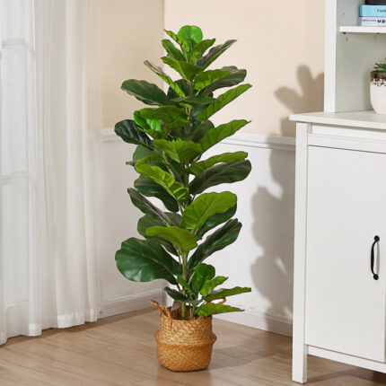 Adcock Artificial Fiddle Leaf Fig Plant in Basket, Faux Green Plant, Fake Tree for Home Decor - Chic Decora