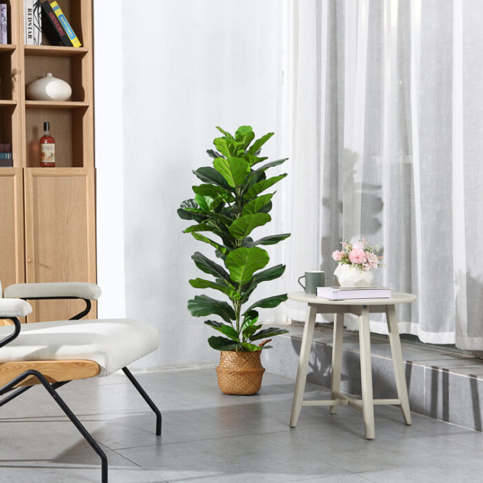 Adcock Artificial Fiddle Leaf Fig Plant in Basket, Faux Green Plant, Fake Tree for Home Decor - Chic Decora