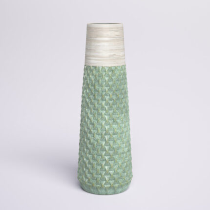 Albro Green/White Indoor / Outdoor Ceramic Table Vase - Chic Decora