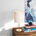 Bedside Table Lamp with Marble Base and Fabric Linen Shape for Bedroom, Dormitory and Living Room - Chic Decora