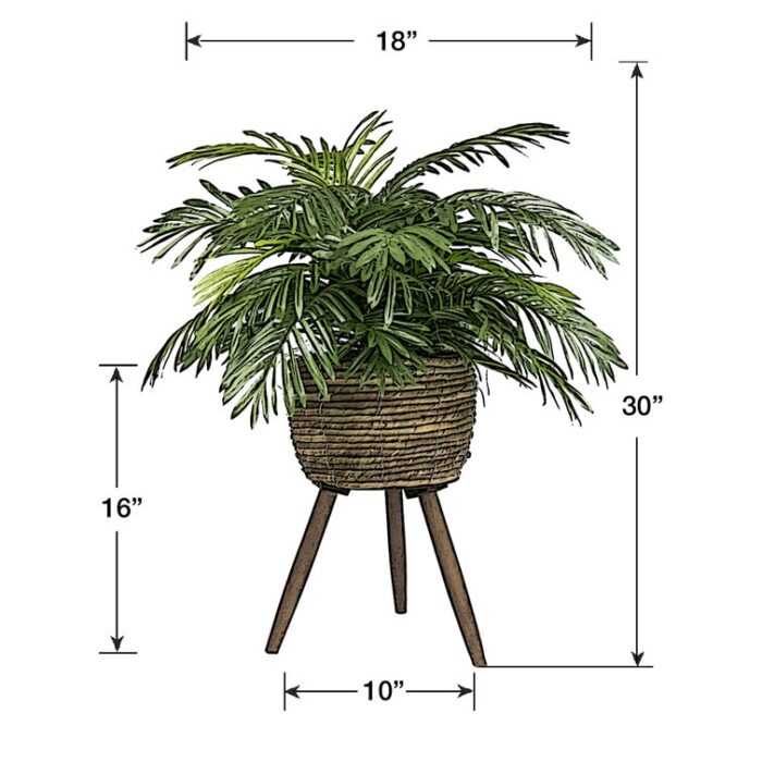 Antonella 30” Faux Palm Plant in Wicker/Rattan Basket - Chic Decora