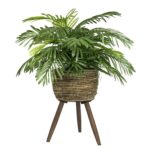 Antonella 30” Faux Palm Plant in Wicker/Rattan Basket - Chic Decora