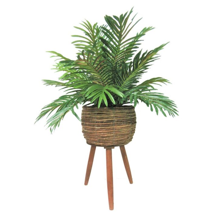 Antonella 30” Faux Palm Plant in Wicker/Rattan Basket - Chic Decora