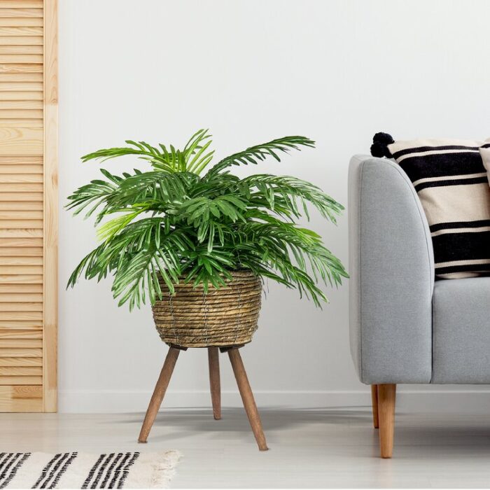 Antonella 30” Faux Palm Plant in Wicker/Rattan Basket - Chic Decora