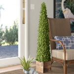 Faux Boxwood Topiary in Wood Planter - Chic Decora