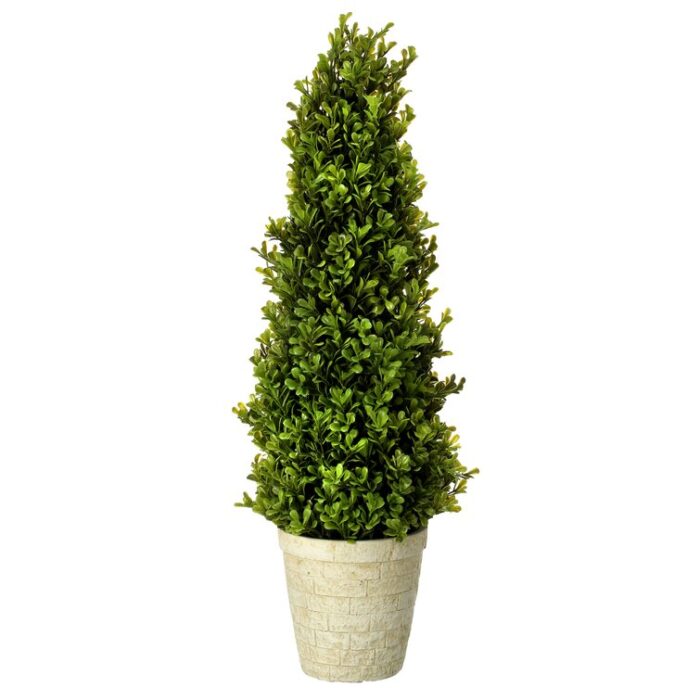 Artificial Boxwood Cone Topiary in Planter - Chic Decora