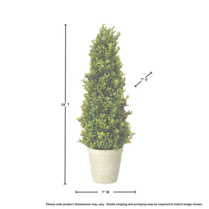 Artificial Boxwood Cone Topiary in Planter - Chic Decora