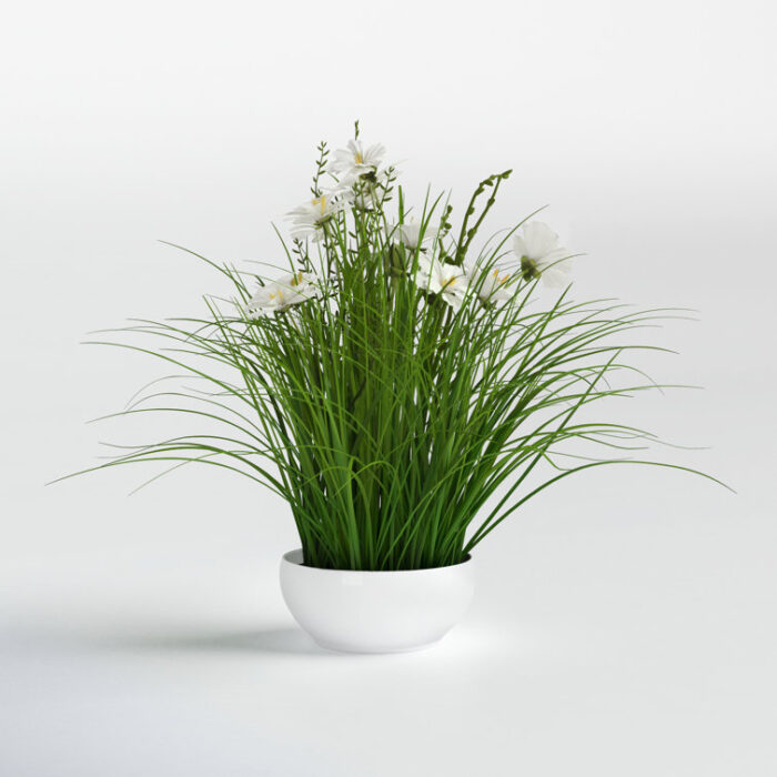 Artificial Cream Potted Artificial Cosmos and Grass - Chic Decora