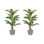 Artificial Faux Vintage Real Touch 48″ Life-like Palm Tree With Eco Planter - Chic Decora