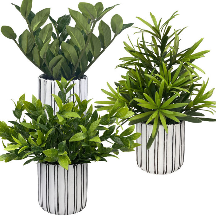 Artificial Fern Decorative Plants in Pot (3 Pieces) - Chic Decora