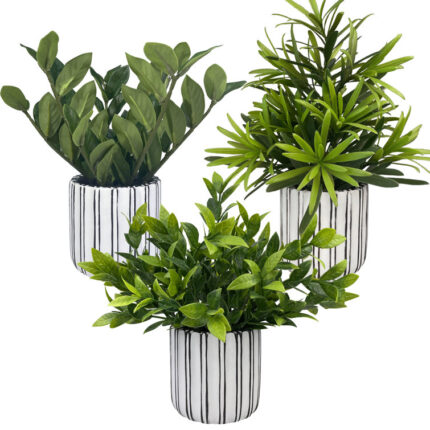 Artificial Fern Decorative Plants in Pot (3 Pieces) - Chic Decora