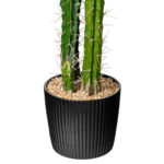 Artificial Green Cactus, Black Plastic Planters Pot - Chic Decora