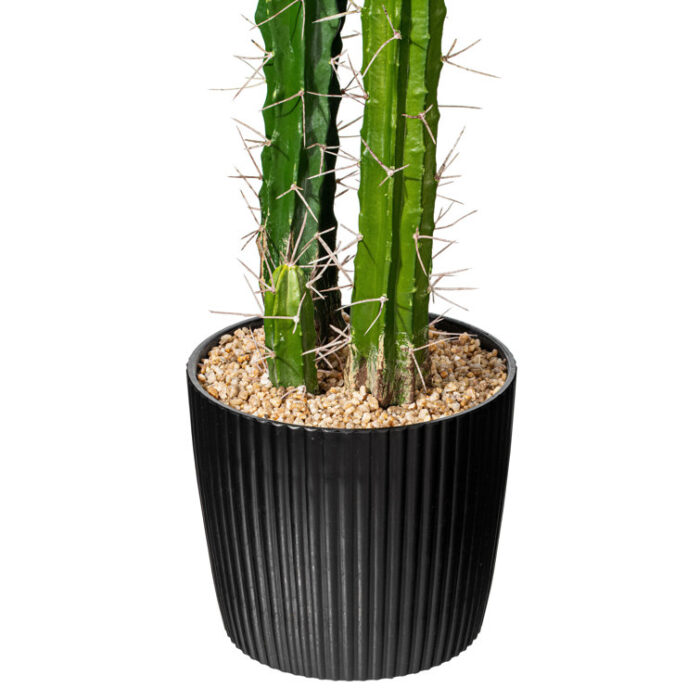 Artificial Green Cactus, Black Plastic Planters Pot - Chic Decora