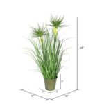 Artificial Potted Artificial Grass and Cyperus Heads - Chic Decora