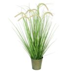 Artificial Potted Green Grass and Cattails - Chic Decora