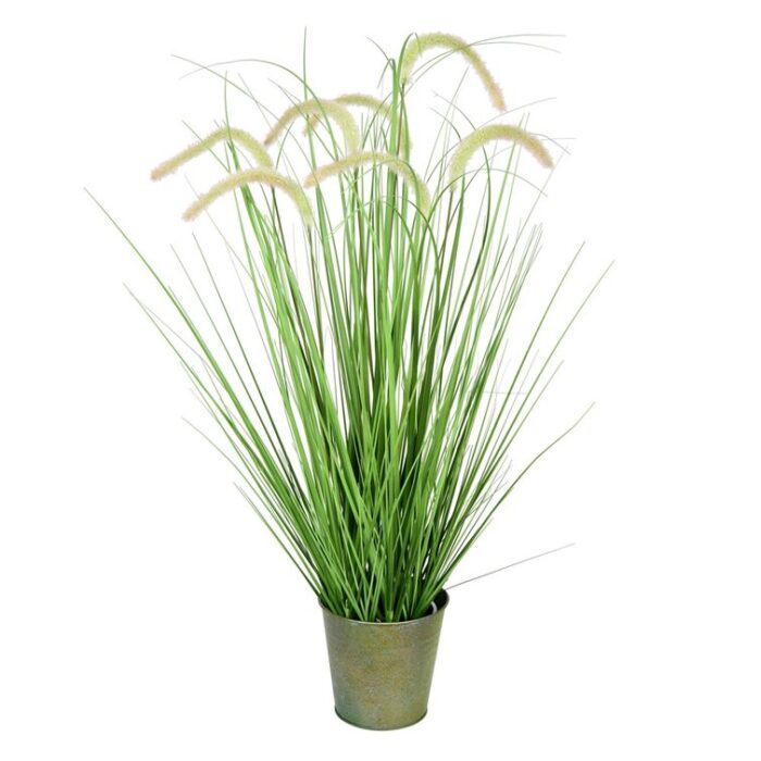 Artificial Potted Green Grass and Cattails - Chic Decora