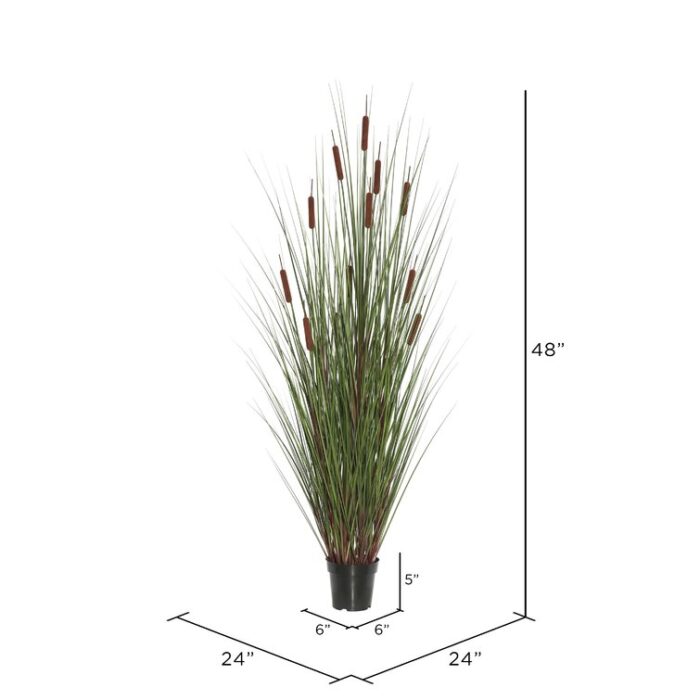 Artificial Potted Green Straight Grass and Cattails. - Chic Decora