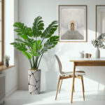 Artificial Tree In Modern Planter, Fake Monstera Silk Tree Home Decoration (Plant Pot Plus Tree) - Chic Decora