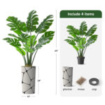 Artificial Tree In Modern Planter, Fake Monstera Silk Tree Home Decoration (Plant Pot Plus Tree) - Chic Decora