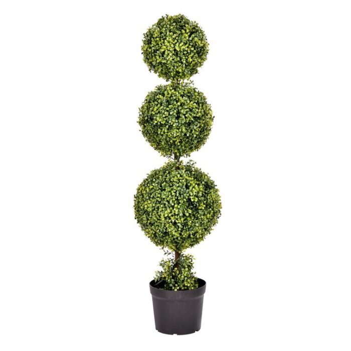 Artificial Triple Ball Green Boxwood Topiary. - Chic Decora